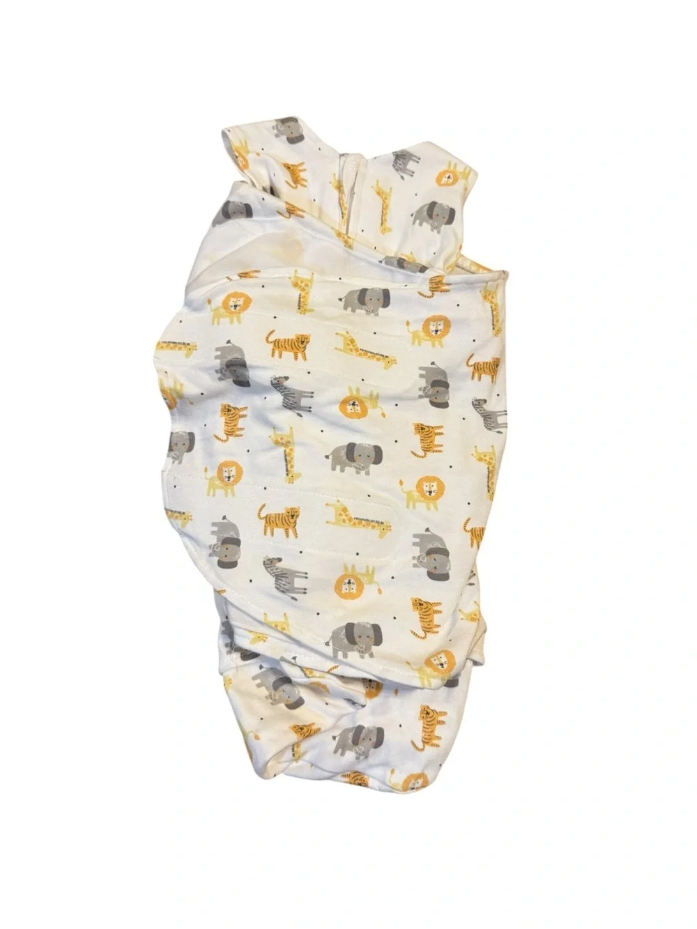 Halo sleep sack Cozy White Sleep Sack with Yellow & Gray Safari Animals